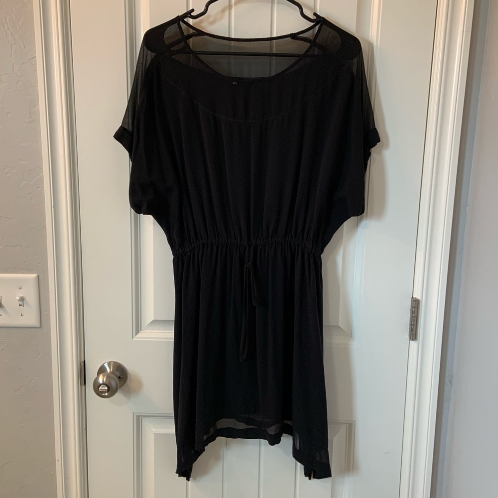 Express Sheer Hem Dress - Black